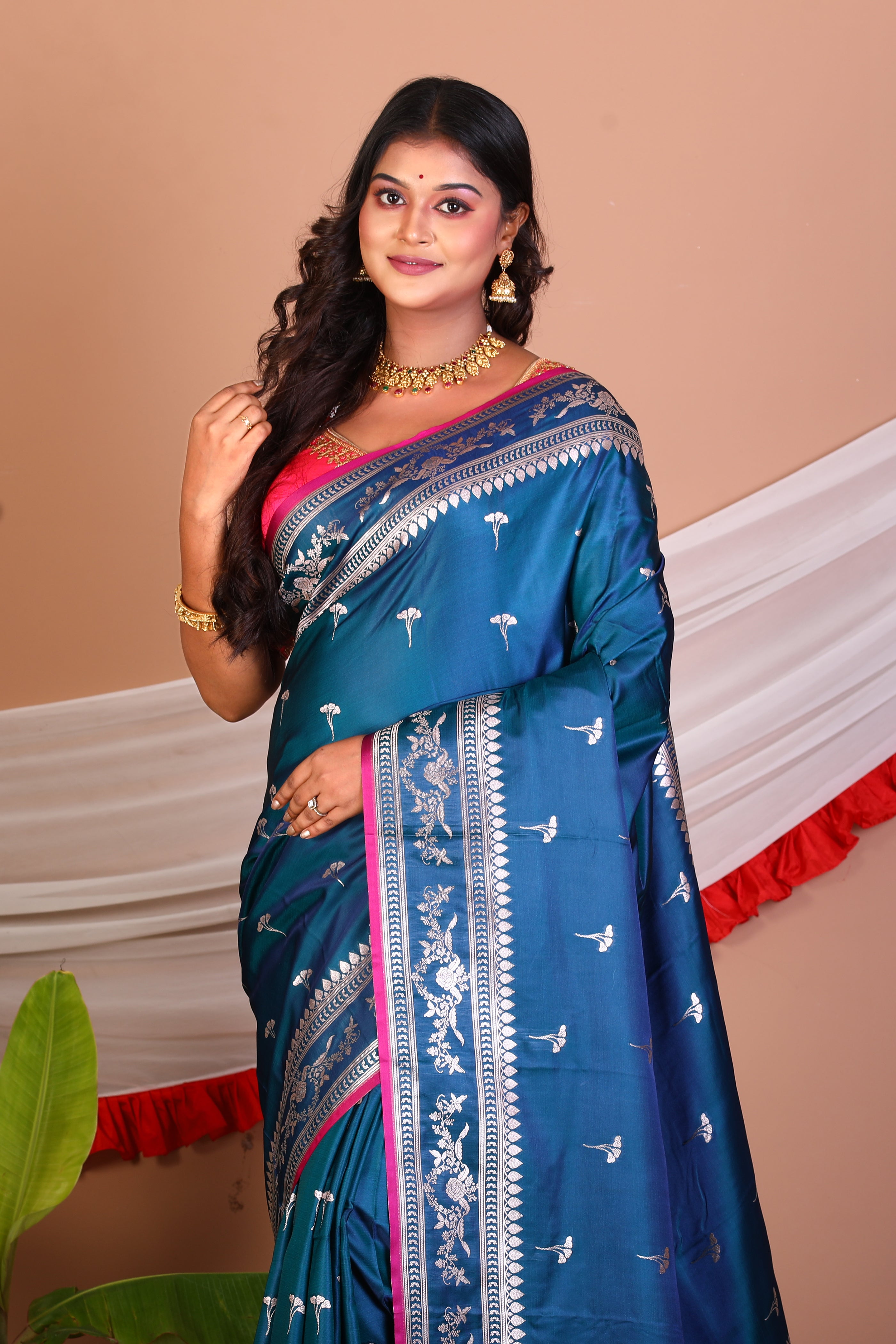 Blue Blended Mashru Silk Saree - Keya Seth Exclusive