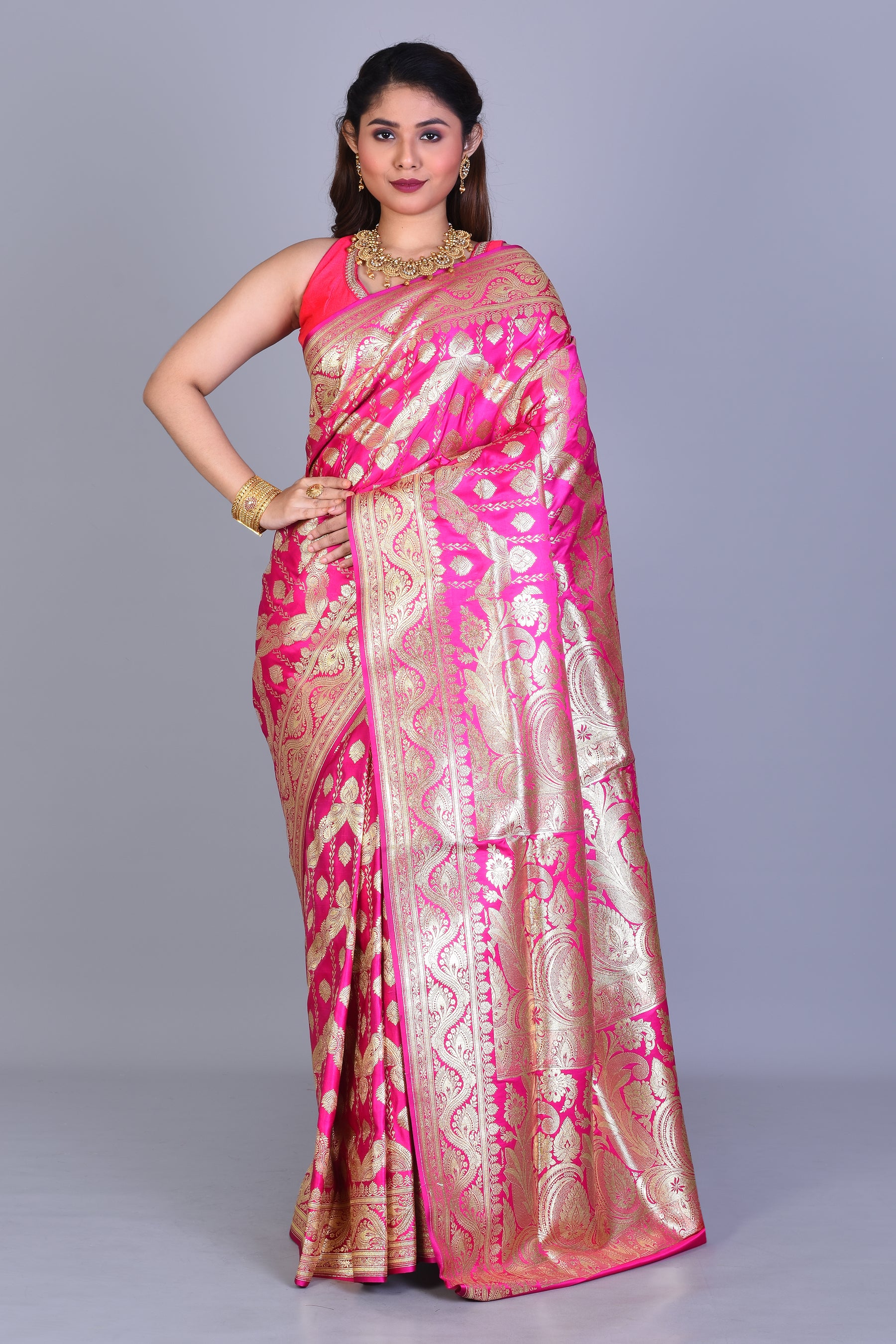 Pink Banarasi Saree with Blouse Piece - Keya Seth Exclusive