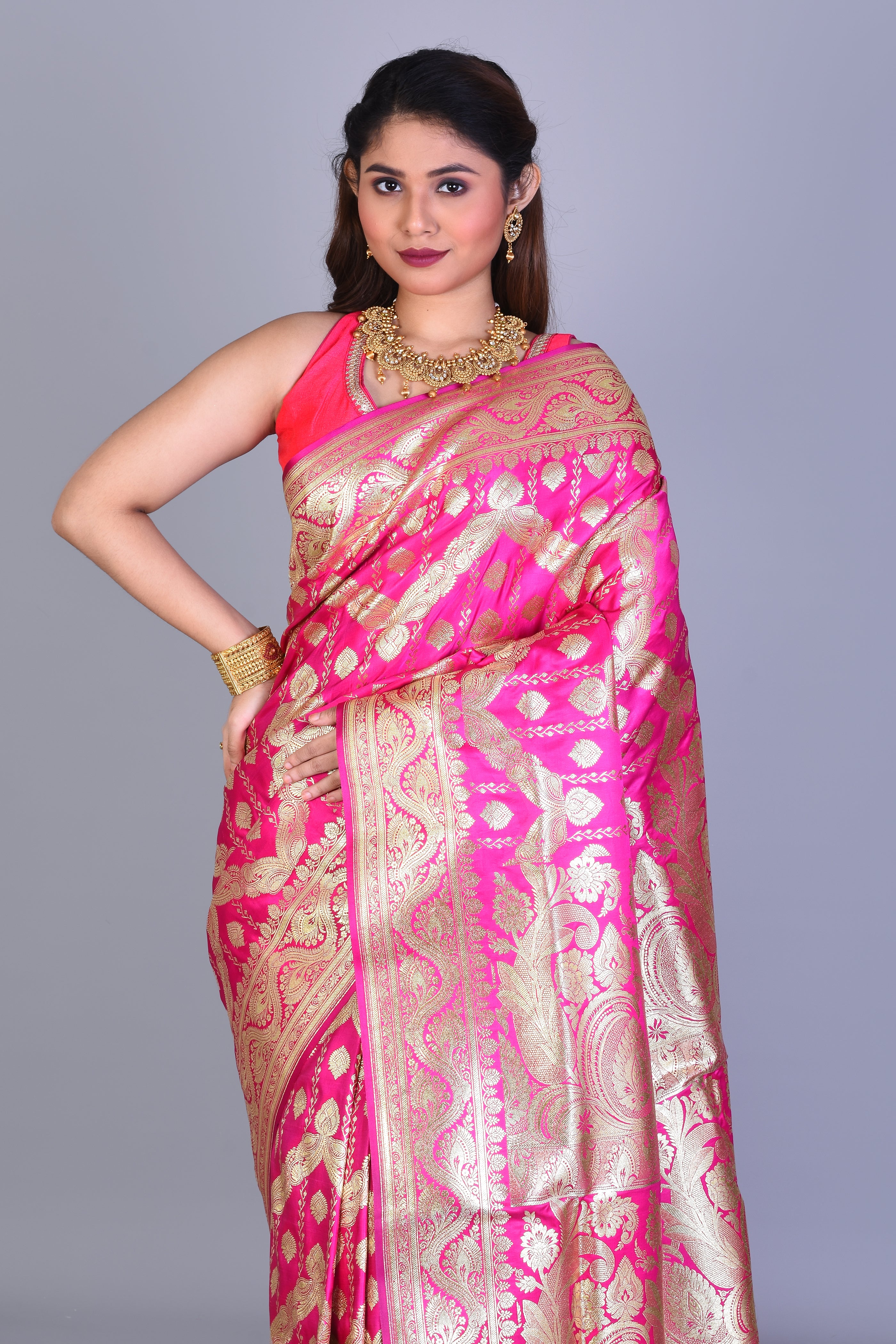 Pink Banarasi Saree with Blouse Piece - Keya Seth Exclusive