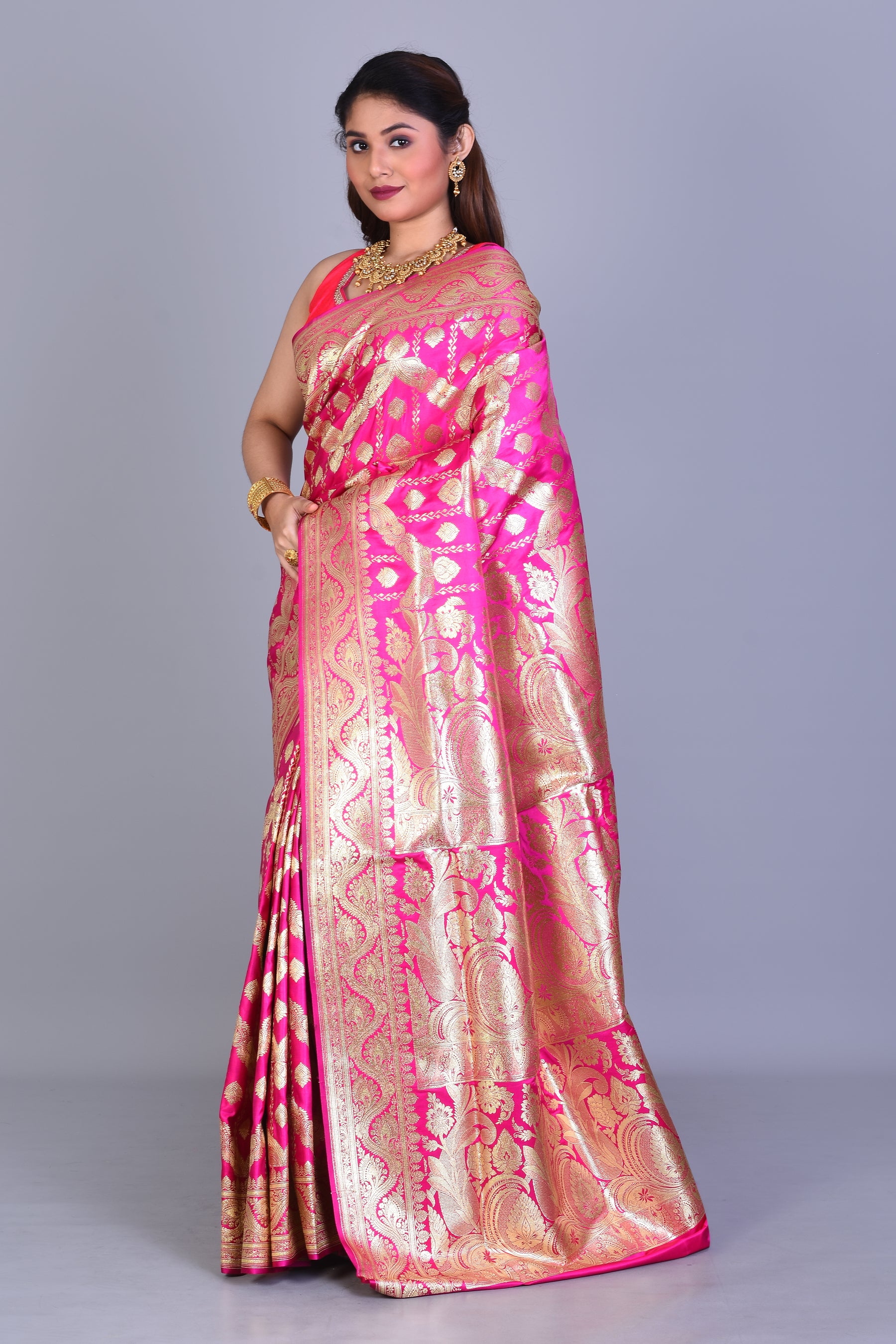 Pink Banarasi Saree with Blouse Piece - Keya Seth Exclusive