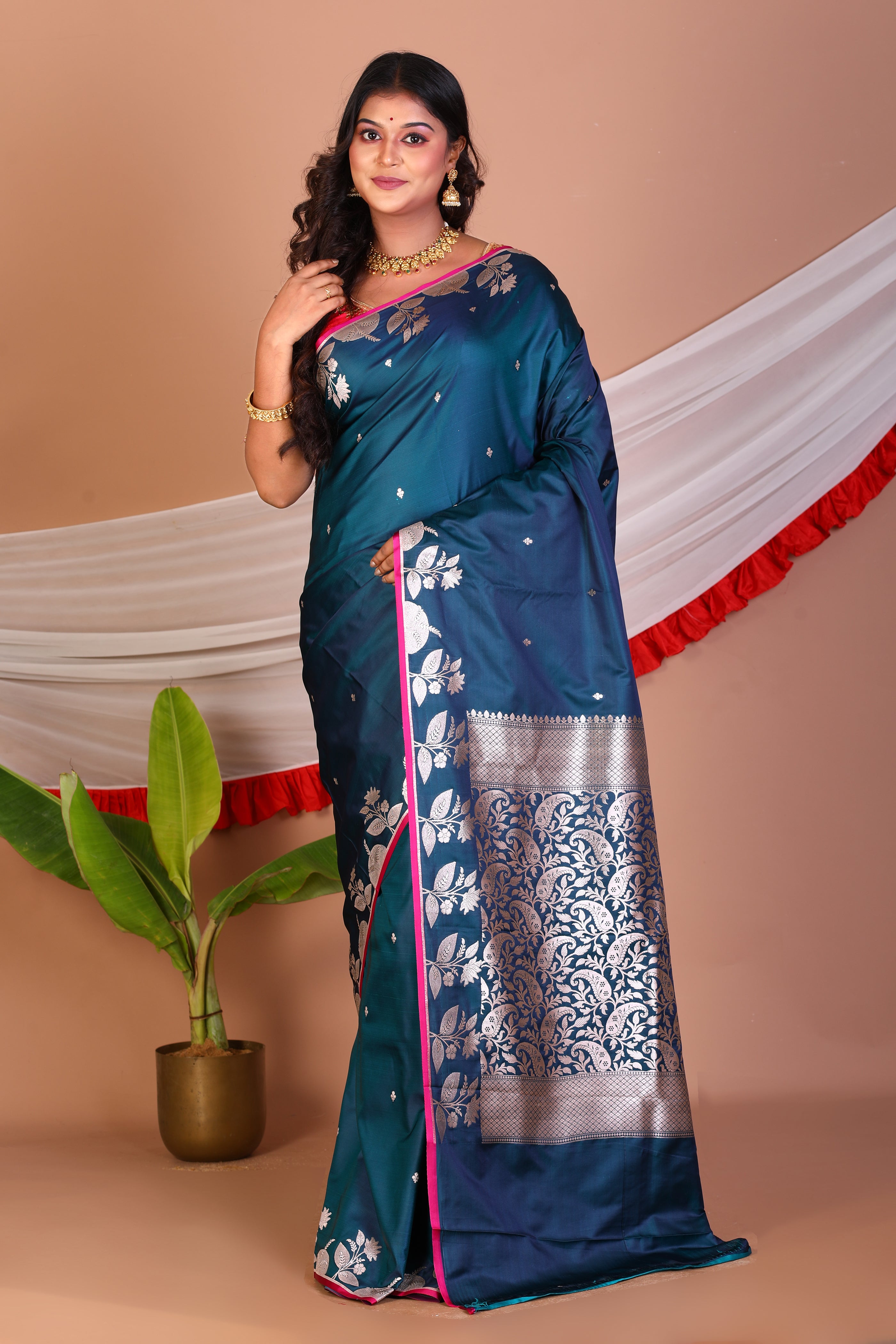 Blue Blended Mashru Silk Saree - Keya Seth Exclusive