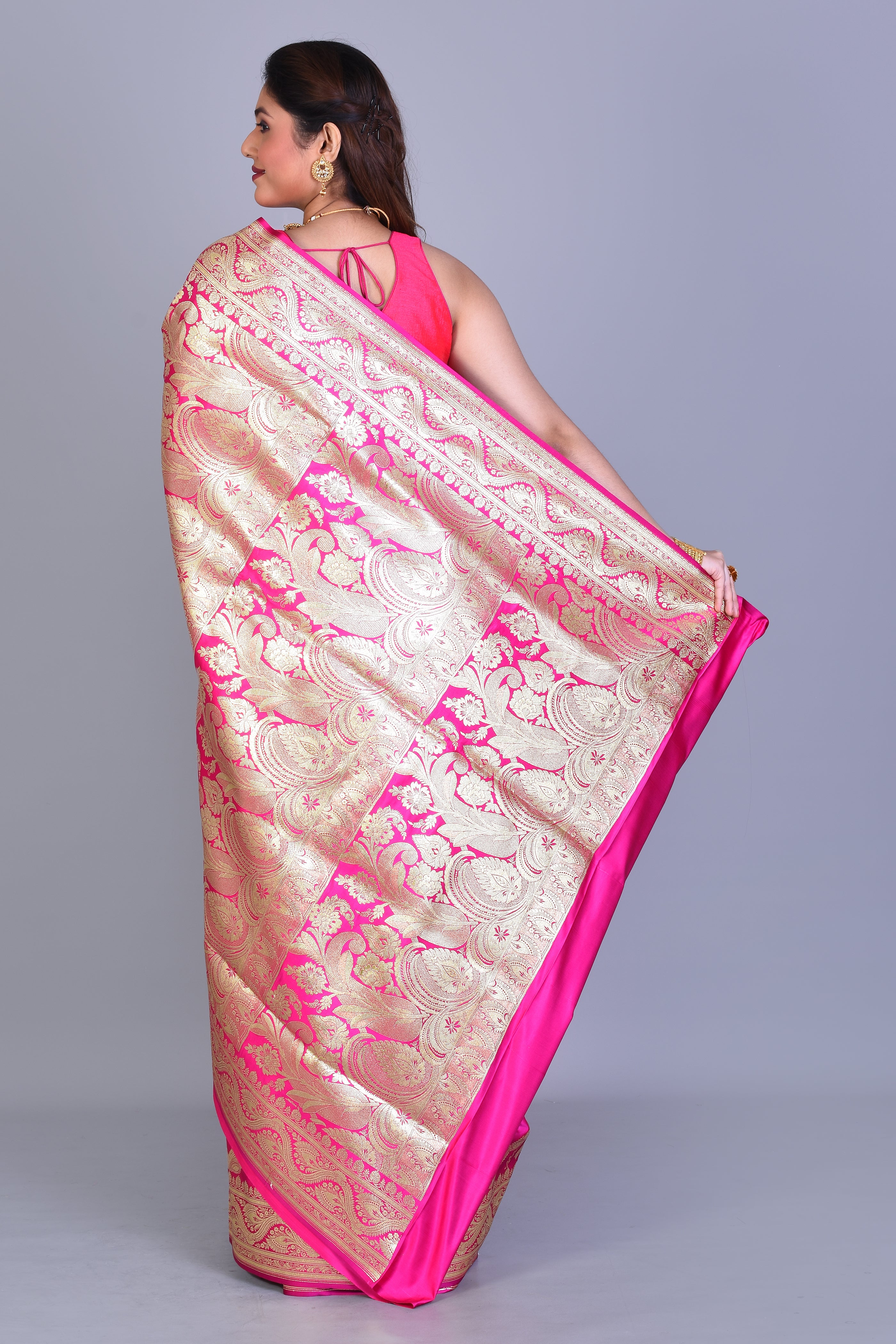 Pink Banarasi Saree with Blouse Piece - Keya Seth Exclusive