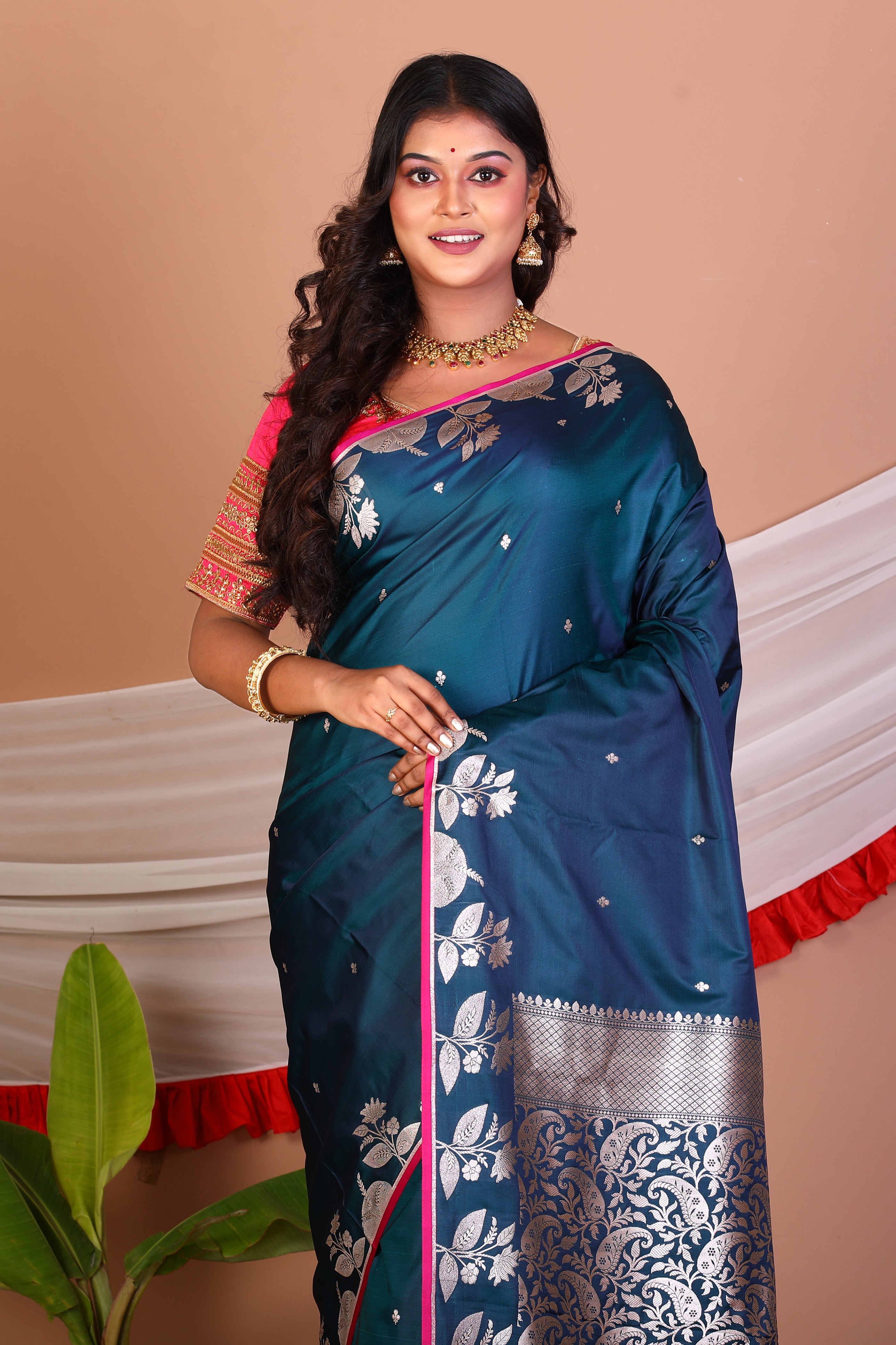 Blue Blended Mashru Silk Saree - Keya Seth Exclusive