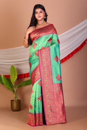 Green Blended Katan Silk Saree - Keya Seth Exclusive
