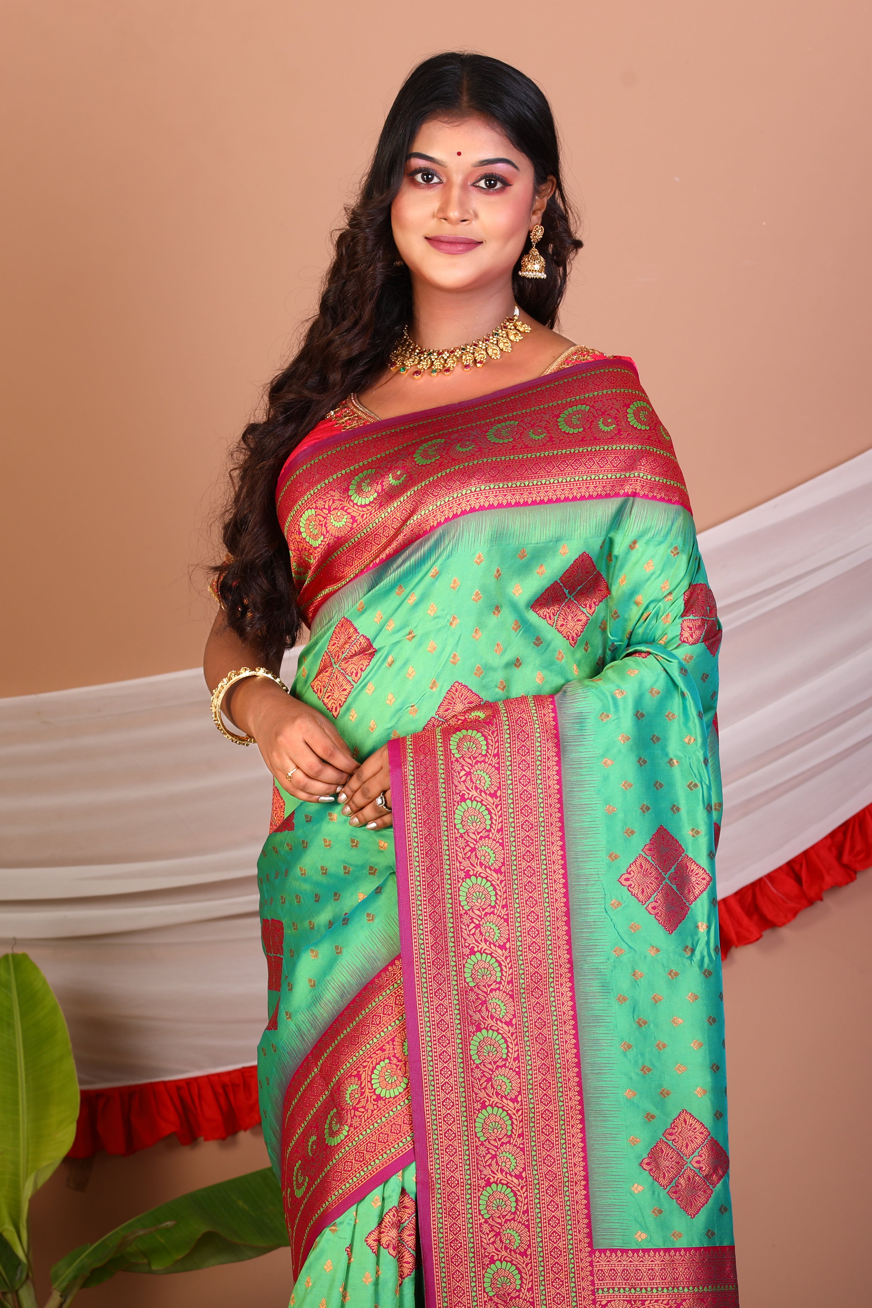 Green Blended Katan Silk Saree - Keya Seth Exclusive