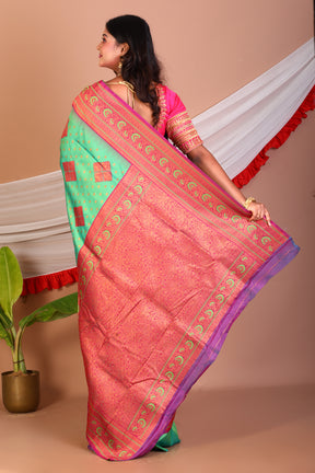 Green Blended Katan Silk Saree - Keya Seth Exclusive