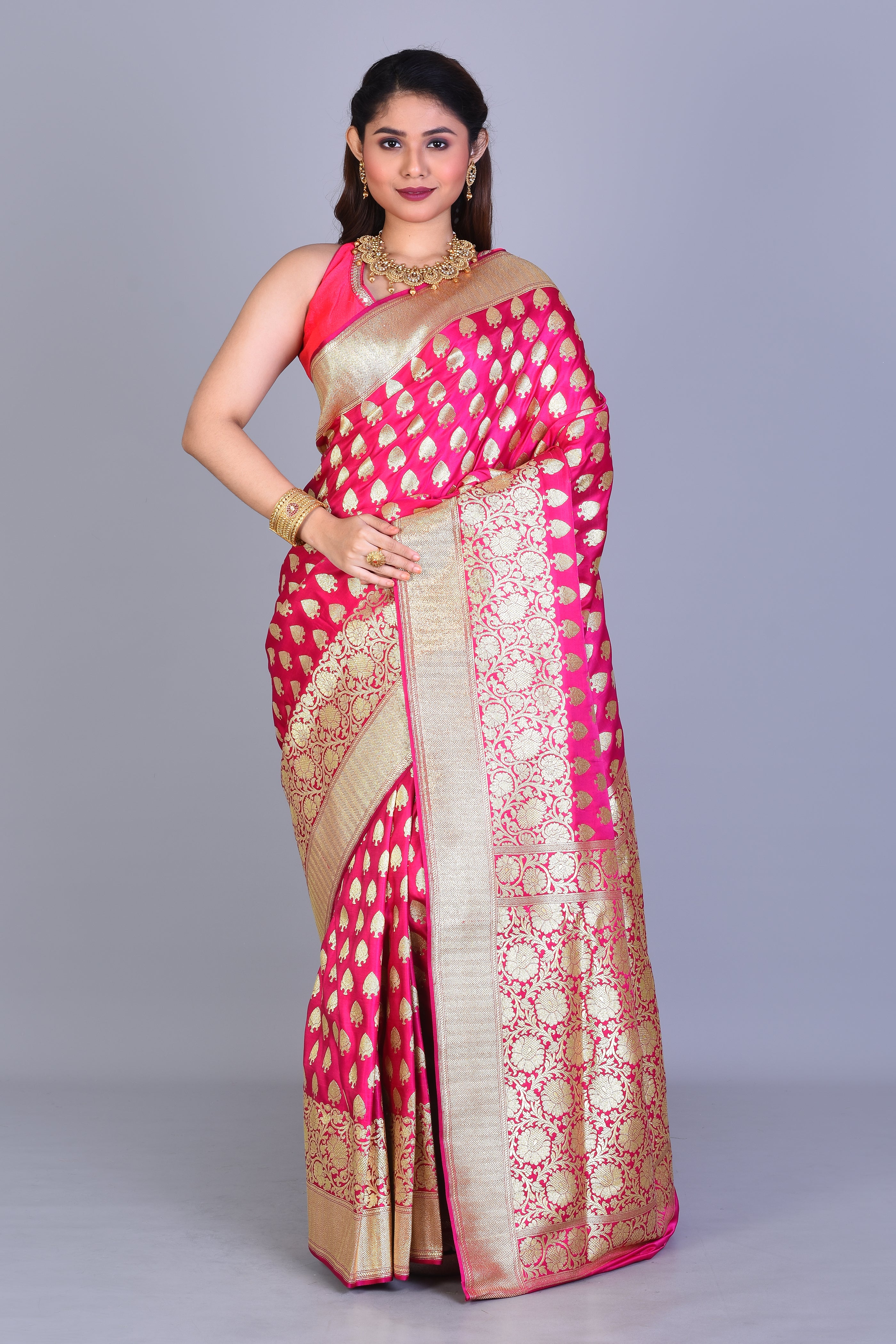 Pink Banarasi Saree with Blouse Piece - Keya Seth Exclusive