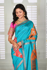 Load image into Gallery viewer, Rama Green Semi Silk Saree - Keya Seth Exclusive
