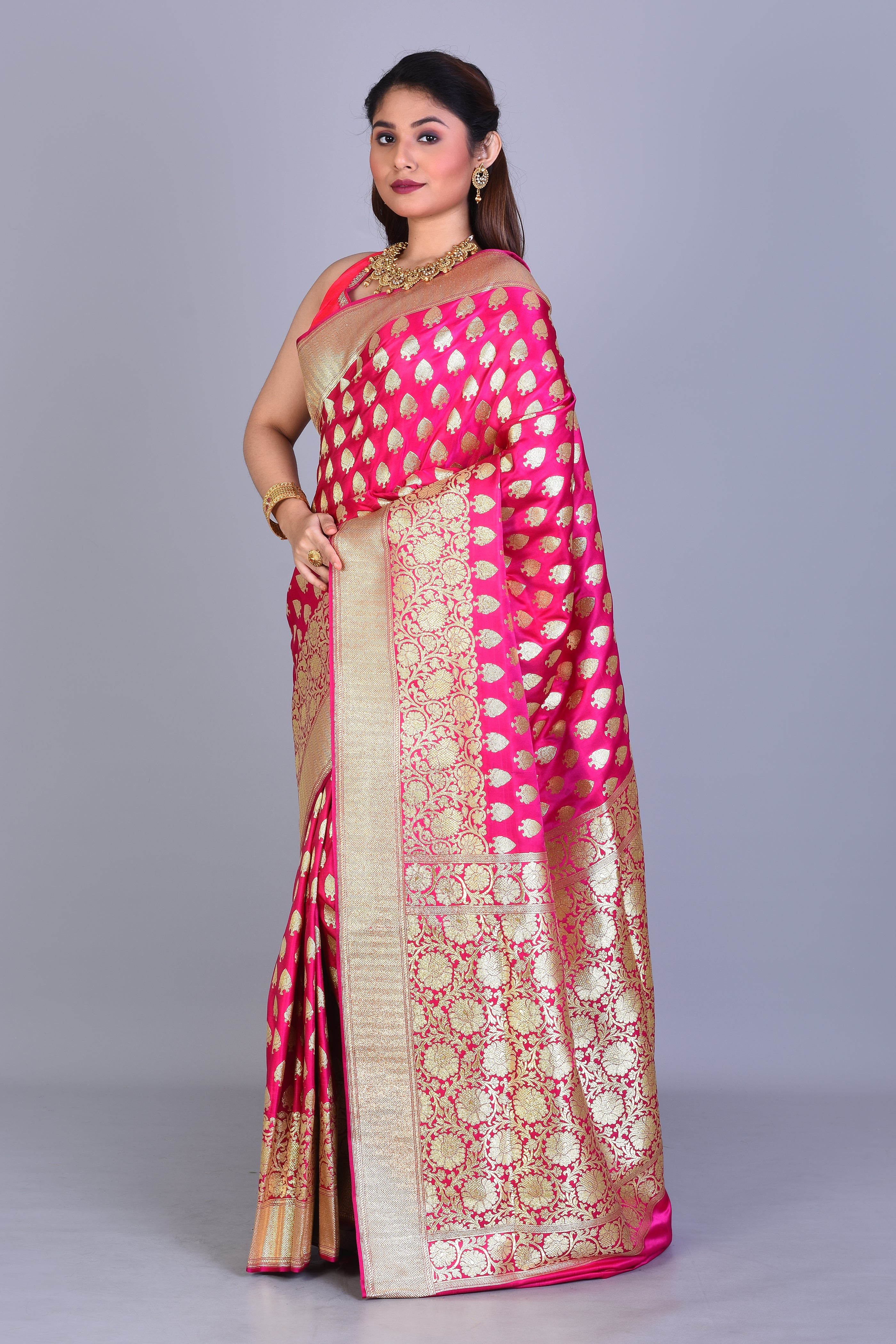 Pink Banarasi Saree with Blouse Piece - Keya Seth Exclusive