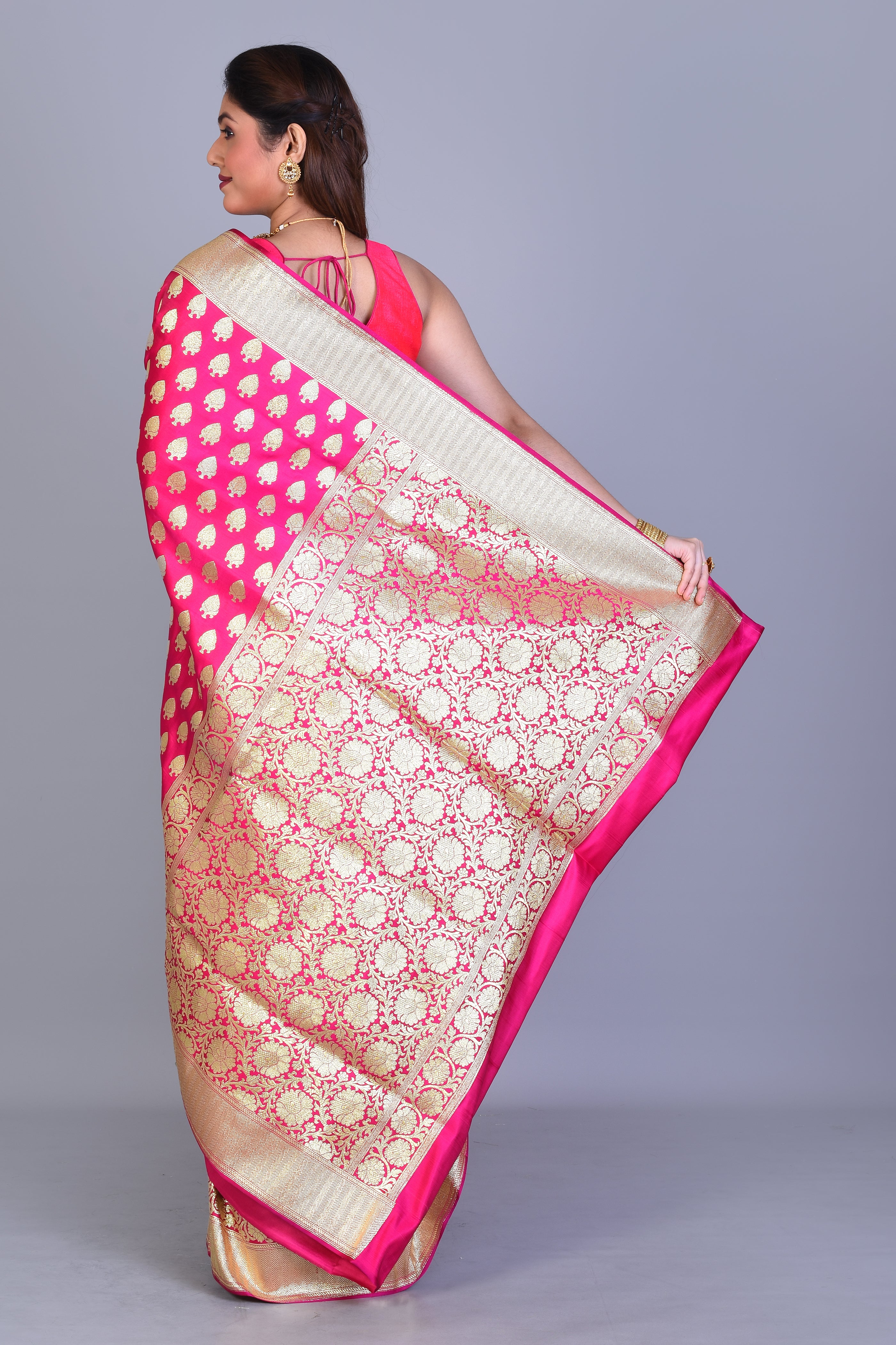 Pink Banarasi Saree with Blouse Piece - Keya Seth Exclusive