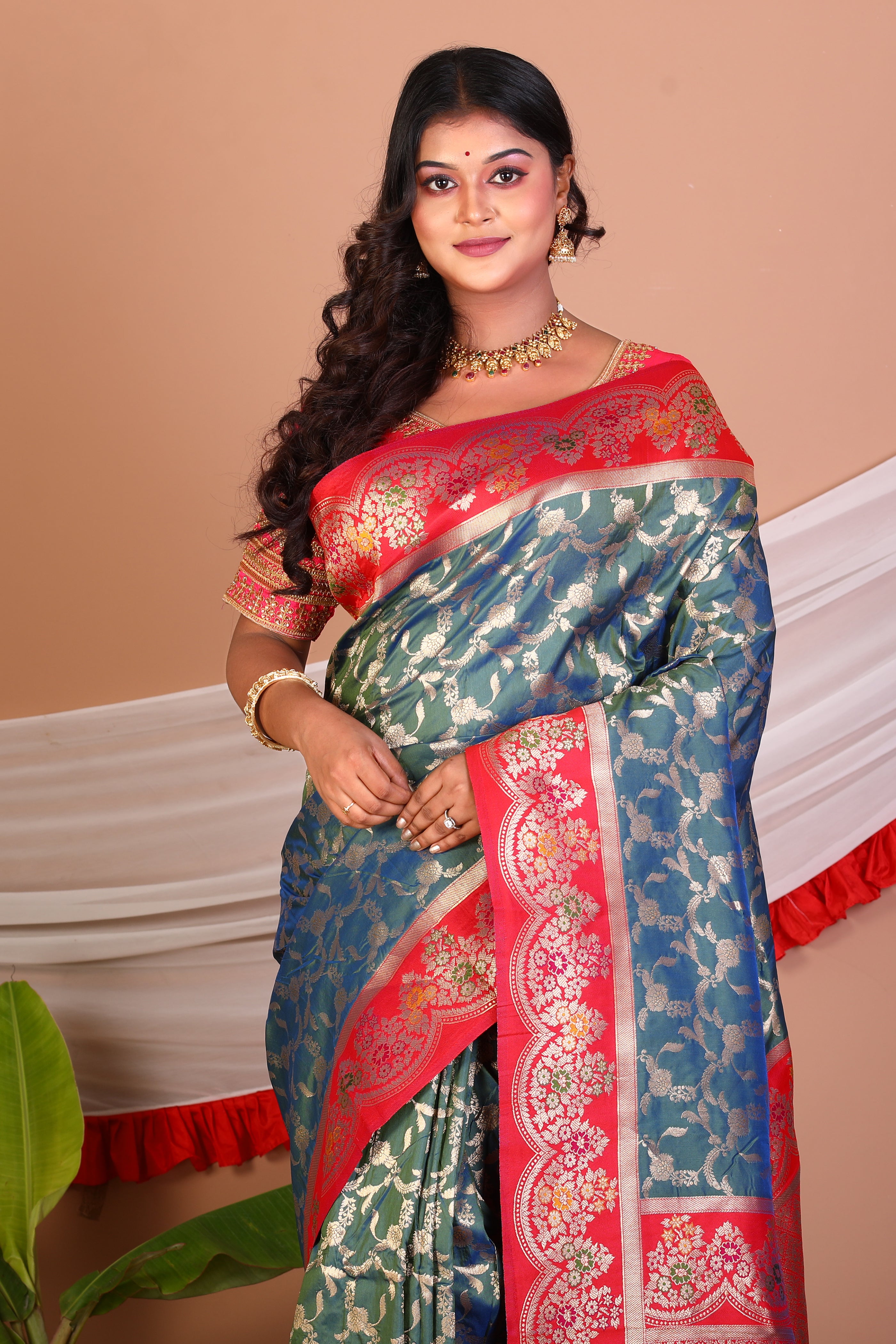 Blue Blended Katan Silk Saree - Keya Seth Exclusive