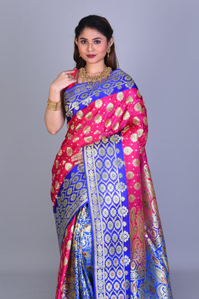 Bright Rani Patli Pallu Banarasi Saree with Blouse Piece - Keya Seth Exclusive