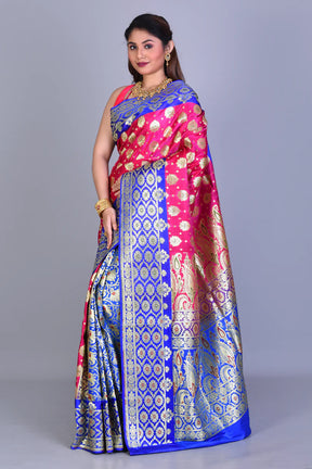 Bright Rani Patli Pallu Banarasi Saree with Blouse Piece - Keya Seth Exclusive