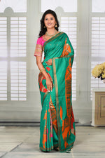 Load image into Gallery viewer, Green Semi Silk Saree - Keya Seth Exclusive
