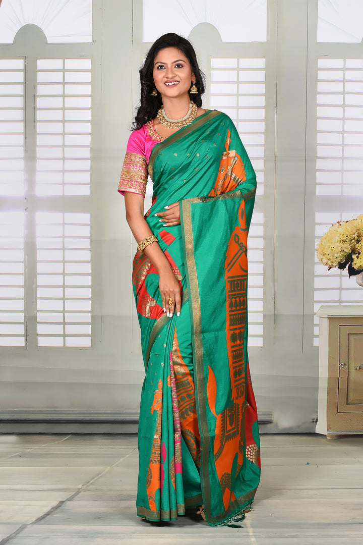 Green Semi Silk Saree - Keya Seth Exclusive