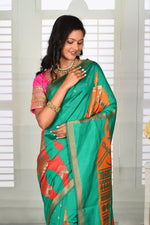 Load image into Gallery viewer, Green Semi Silk Saree - Keya Seth Exclusive
