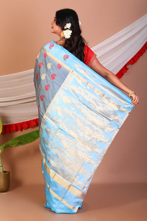 Blue Pure Kanjivaram Silk Saree - Keya Seth Exclusive