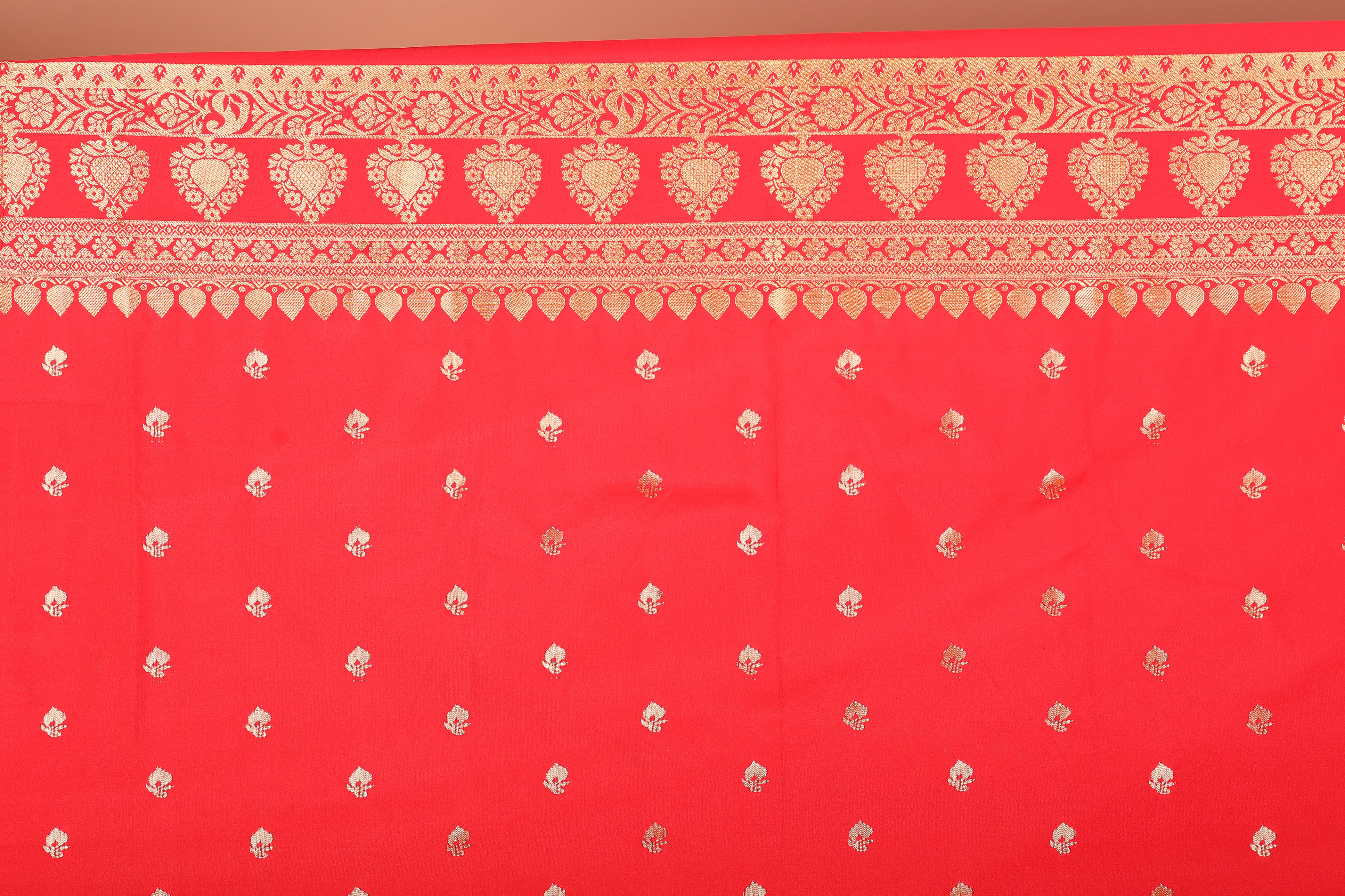 Offwhite and Red Blended Katan Silk Saree - Keya Seth Exclusive