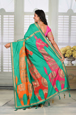 Load image into Gallery viewer, Green Semi Silk Saree - Keya Seth Exclusive
