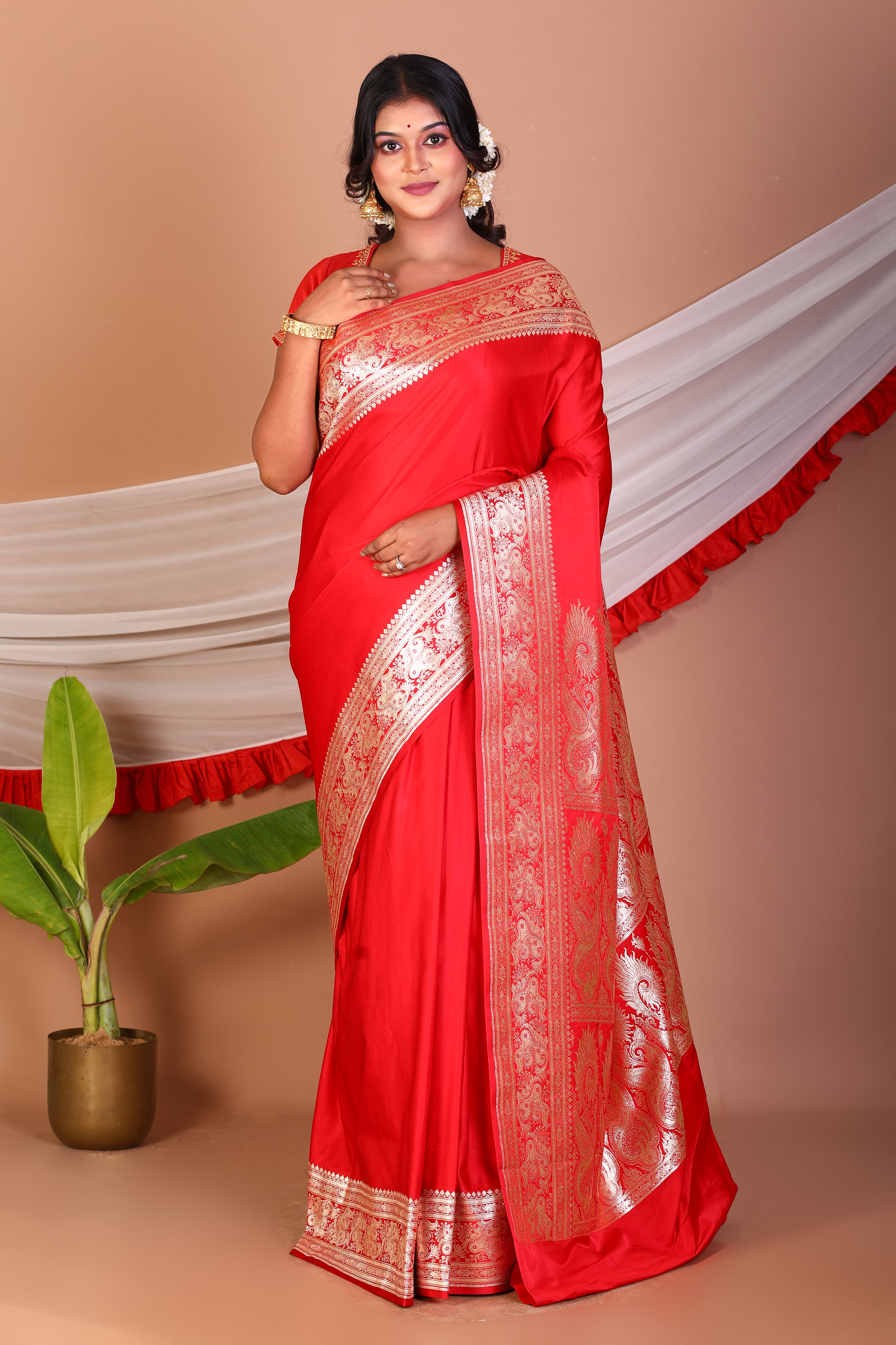 Red Blended Banarasi Saree - Keya Seth Exclusive
