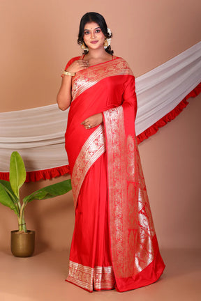 Red Blended Banarasi Saree - Keya Seth Exclusive