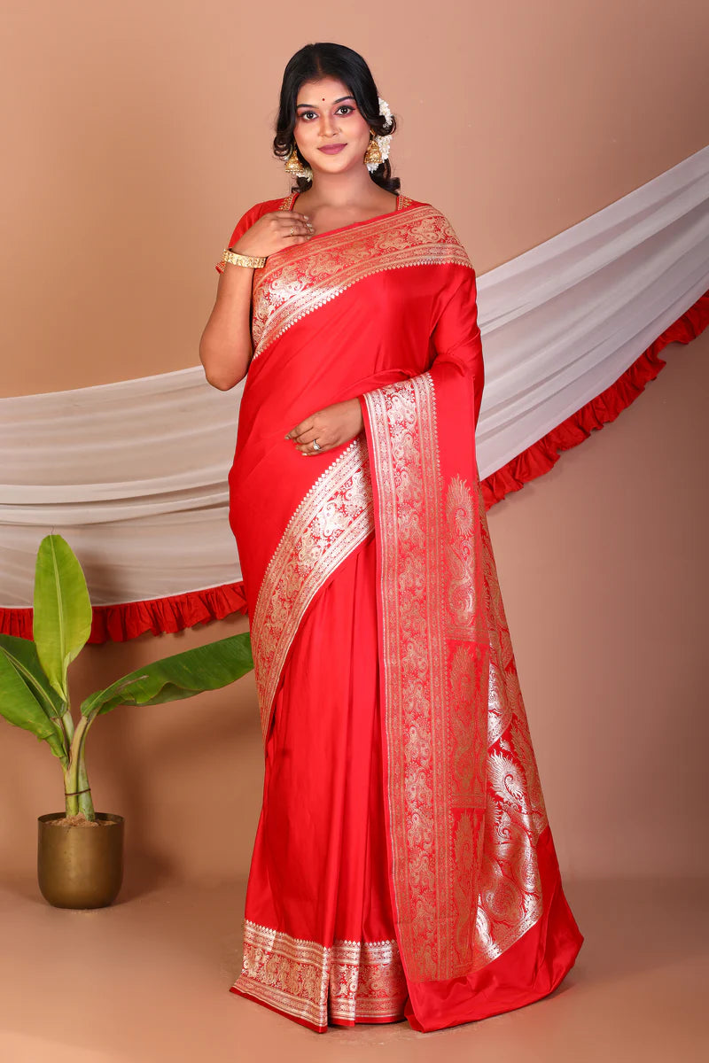 Red Blended Banarasi Saree - Keya Seth Exclusive