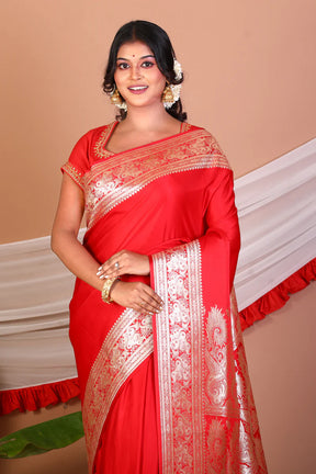 Red Blended Banarasi Saree - Keya Seth Exclusive