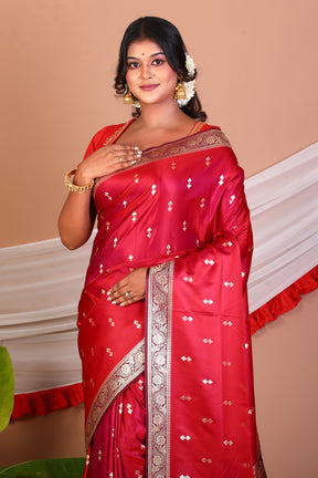 Bright Pink Blended Katan Silk Saree - Keya Seth Exclusive