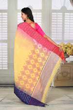 Load image into Gallery viewer, Lemon Cotton Handloom Saree with Ganga-Jamuna Border - Keya Seth Exclusive
