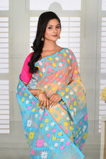 Load image into Gallery viewer, Lightweight Yellow Blue Jamdani Saree - Keya Seth Exclusive
