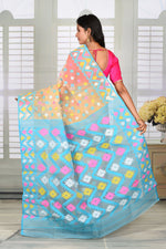 Load image into Gallery viewer, Lightweight Yellow Blue Jamdani Saree - Keya Seth Exclusive
