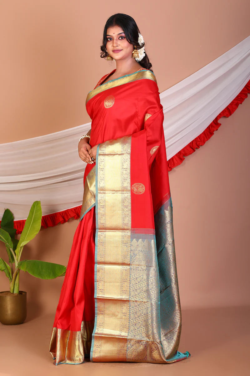Red Pure Kanjivaram Silk Saree - Keya Seth Exclusive