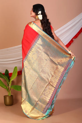 Red Pure Kanjivaram Silk Saree - Keya Seth Exclusive