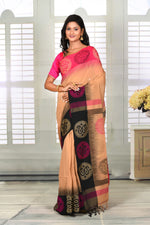 Load image into Gallery viewer, OFF-WHITE  COTTON HANDLOOM SAREE WITH GANGA-JAMUNA PAISLEY BORDER - Keya Seth Exclusive
