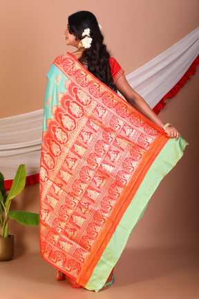 Sea Green Blended Baluchari Saree - Keya Seth Exclusive