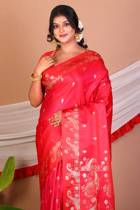 Red Blended Mashru Silk Saree - Keya Seth Exclusive