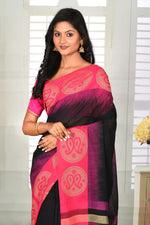 Load image into Gallery viewer, Black and Pink Cotton Handloom Saree - Keya Seth Exclusive

