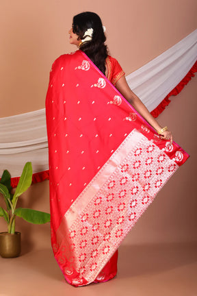 Red Blended Mashru Silk Saree - Keya Seth Exclusive