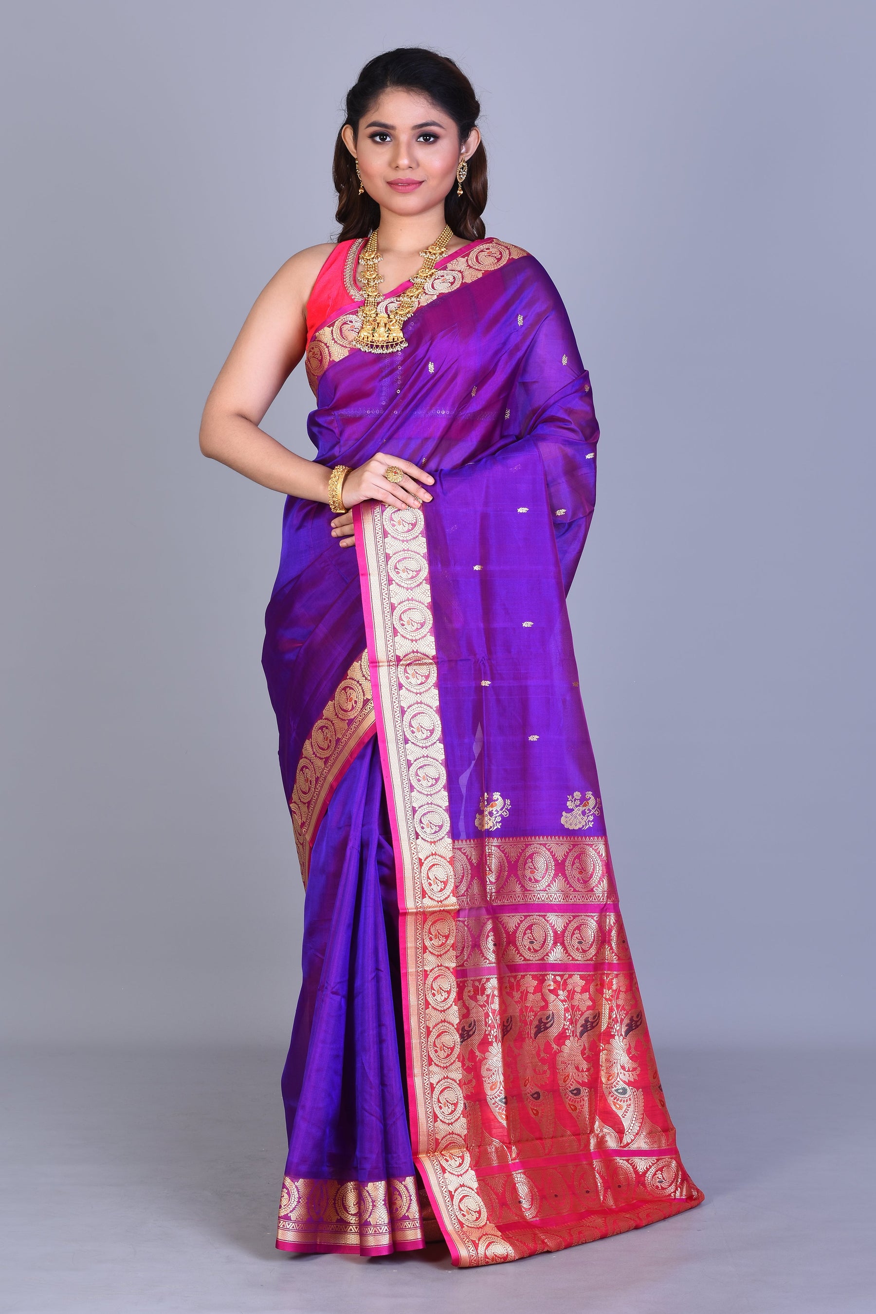 Purple Pattu Silk Saree with Blouse Piece - Keya Seth Exclusive