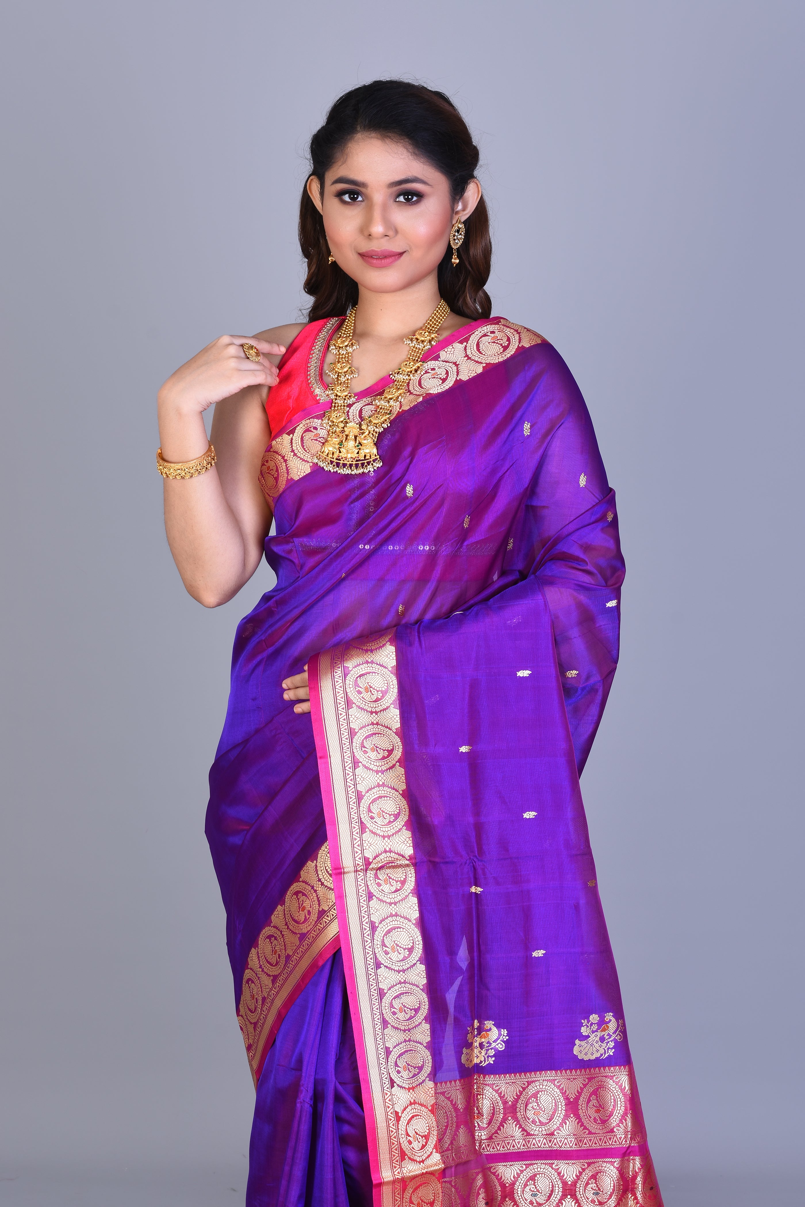 Purple Pattu Silk Saree with Blouse Piece - Keya Seth Exclusive