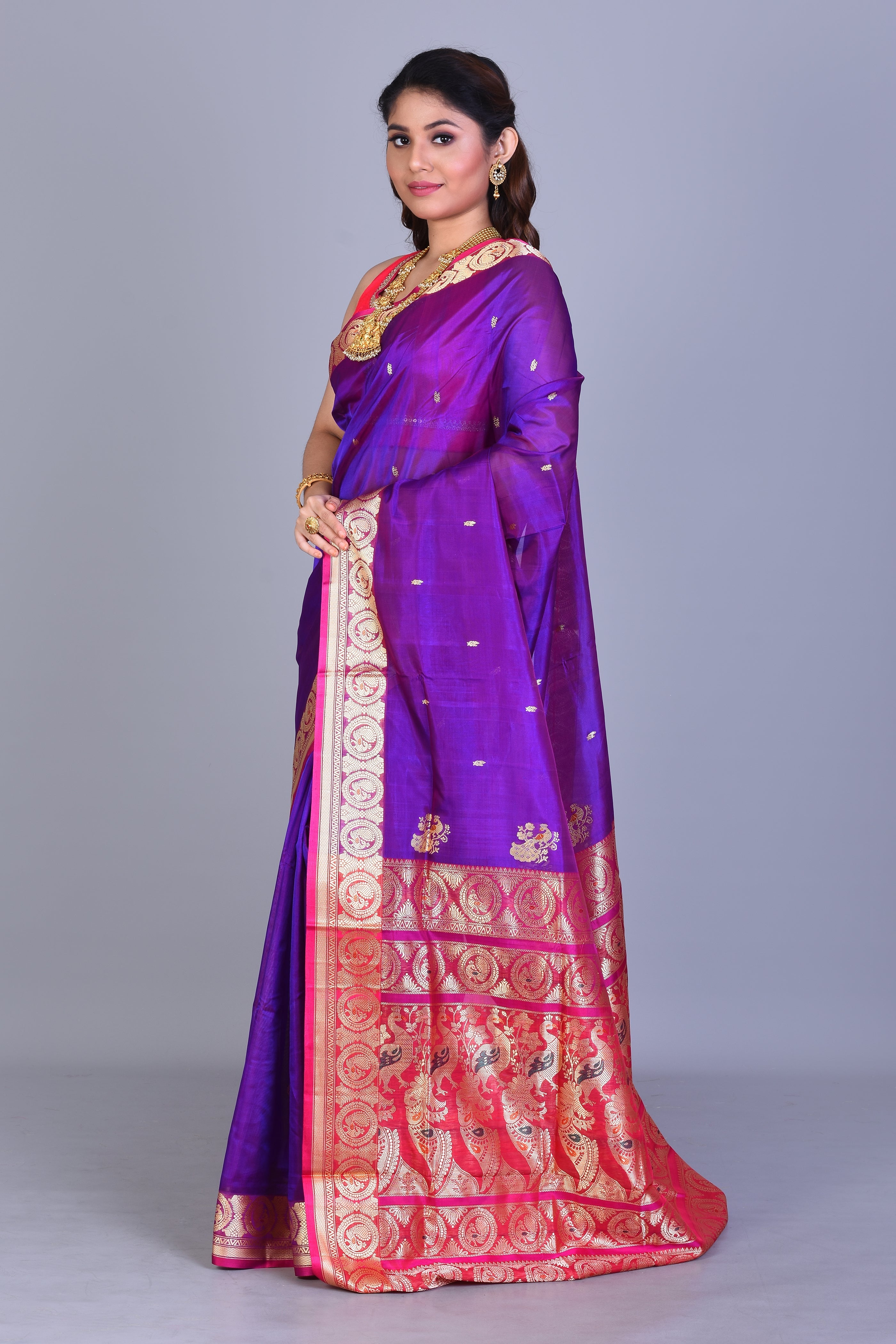 Purple Pattu Silk Saree with Blouse Piece - Keya Seth Exclusive