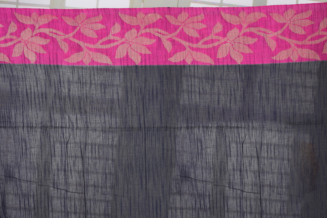 Black and Pink Cotton Handloom Saree - Keya Seth Exclusive