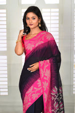 Load image into Gallery viewer, Black and Pink Cotton Handloom Saree - Keya Seth Exclusive
