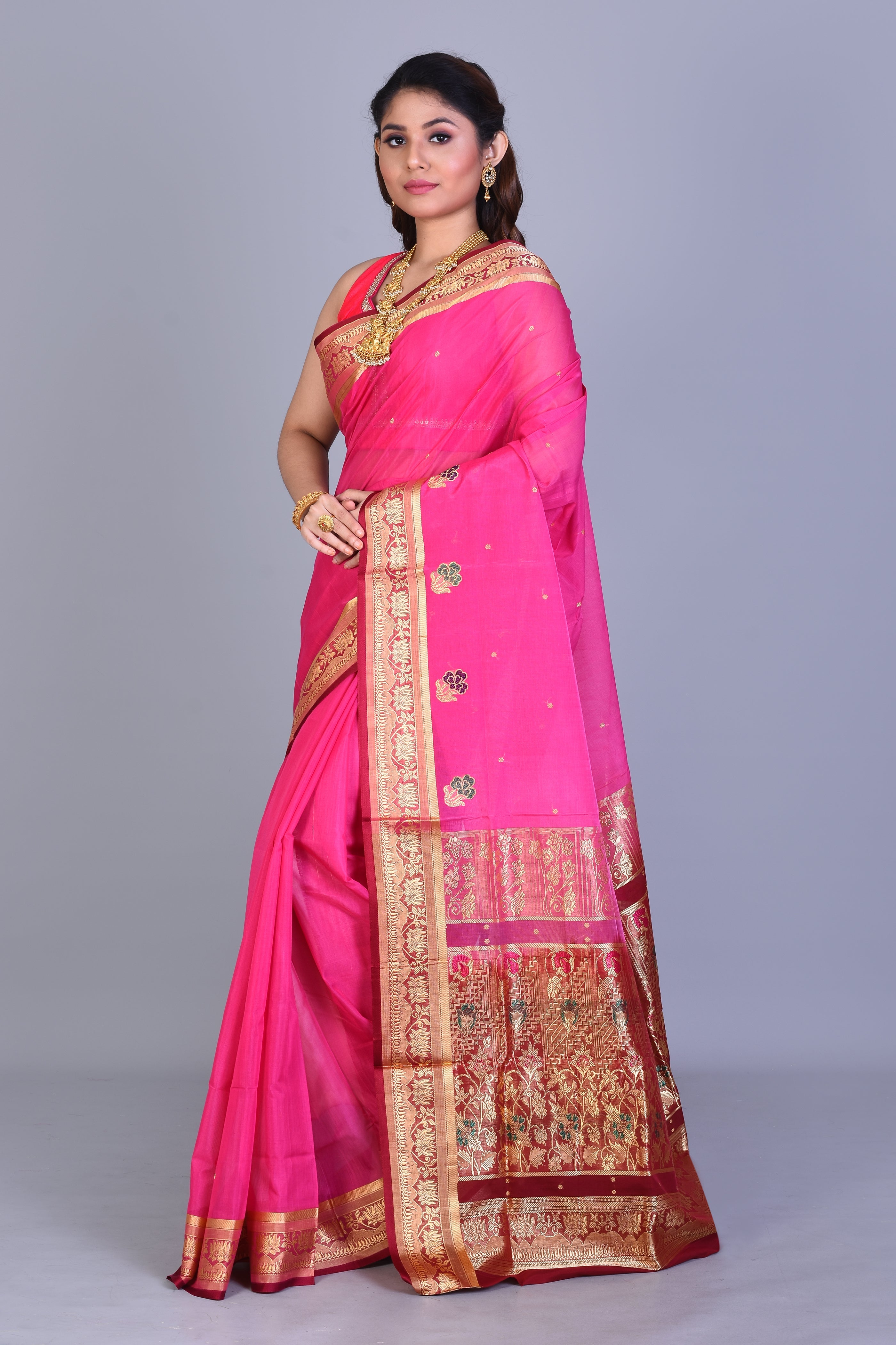 Pink Pattu Silk Saree with Blouse Piece - Keya Seth Exclusive