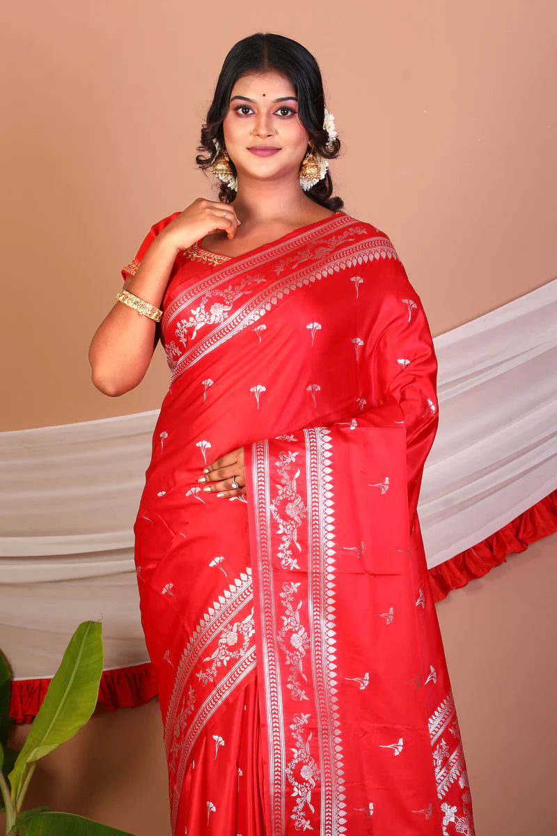 Red Blended Mashru Silk Saree - Keya Seth Exclusive