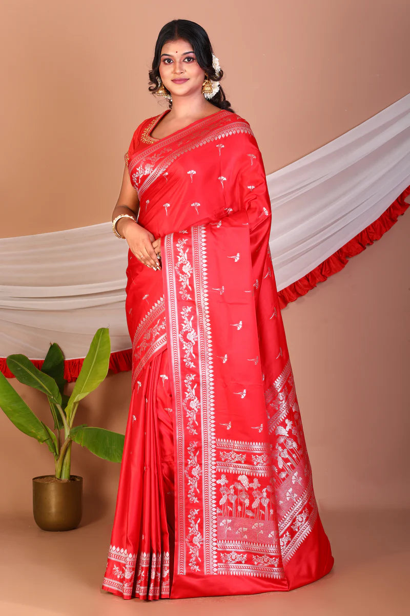 Red Blended Mashru Silk Saree - Keya Seth Exclusive