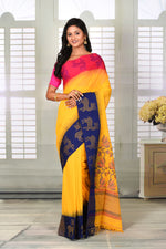 Load image into Gallery viewer, Yellow Cotton Handloom Saree with Ganga-Jamuna Border - Keya Seth Exclusive
