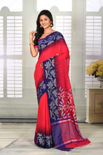 Load image into Gallery viewer, Pink and Blue Cotton Handloom Saree - Keya Seth Exclusive
