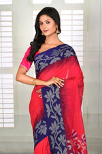 Load image into Gallery viewer, Pink and Blue Cotton Handloom Saree - Keya Seth Exclusive
