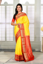 Load image into Gallery viewer, Sunflower Yellow Pure Paithani Saree - Keya Seth Exclusive
